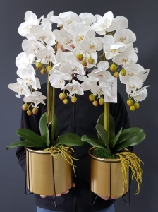 Kompozycja storczyk silikonowy Shari gold M