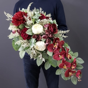 Kompozycja nagrobna stroik na grób Manilla jesień bordo krem C10