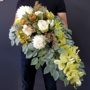 Kompozycja nagrobna stroik na grób Manilla jesień zieleń Z10