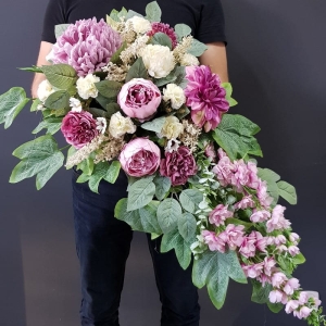 Kompozycja nagrobna stroik na grób Manilla jesień fiolet 80cm wz.40