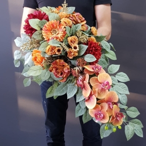 Kompozycja nagrobna stroik na grób Manilla jesień pomarańcz P10