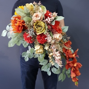 Kompozycja nagrobna stroik na grób Manilla jesień pomarańcz P11