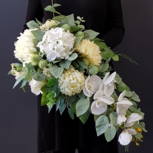 Kompozycja nagrobna stroik na grób Manilla jesień biała B11