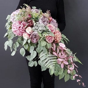 Kompozycja nagrobna stroik na grób fiolet róż