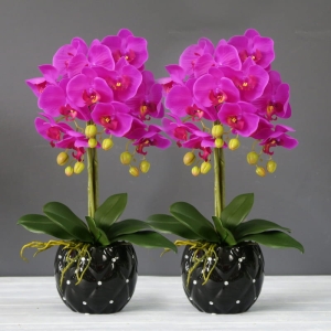 Storczyk sztuczny orchidea silikon dekoracja Celia black fuksja