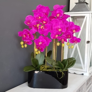 Storczyk sztuczny orchidea silikon dekoracja Irma black fuksja