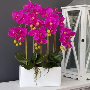 Storczyk sztuczny orchidea silikon dekoracja Perra fuksja