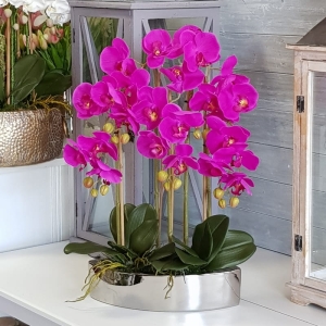 Storczyk sztuczny orchidea silikon dekoracja Appo silver fuksja