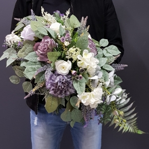 Kompozycja nagrobna stroik na grób Manilla jesień fiolet 70cm wz.30