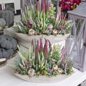 Kompozycja blisko natury wrzosy donica łódka CLARA