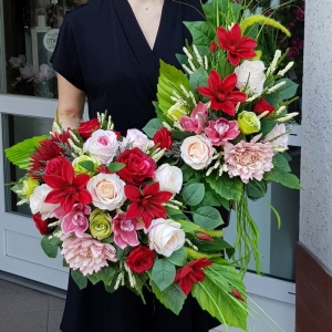 Kompozycja nagrobna Marta summer  stroik na grób + bukiet do wazonu wz.1