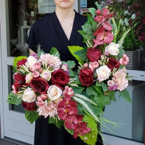 Kompozycja nagrobna Marta summer  stroik na grób + bukiet do wazonu wz.2