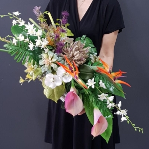 Kompozycja nagrobna stroik exotic strelicja kalia Nairobi 90cm