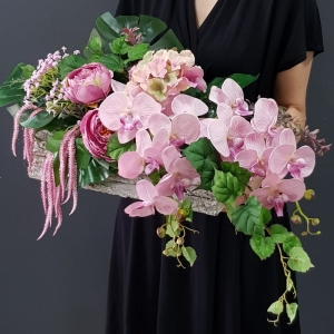 Kompozycja nagrobna stroik exotic orchidea Lagos 80cm róż