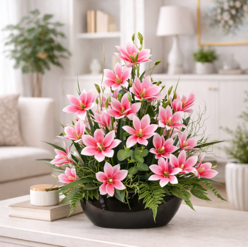 Magnolia różowa magnolie silikon kompozycja kwiatowa