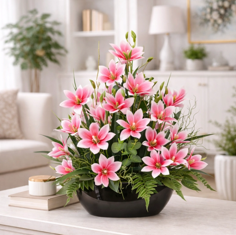 Magnolia różowa magnolie silikon kompozycja kwiatowa