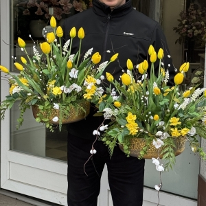 Kompozycja silikonowe tulipany w donicy Elza gold L