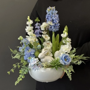 Kompozycja królik hiacynt dekoracja zając Wielkanoc