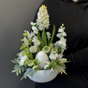 Kompozycja jajko hiacynt dekoracja Wielkanoc