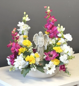 Kompozycja na cmentarz „Anioł stróż” stroik nagrobny dla kobiety wz.1