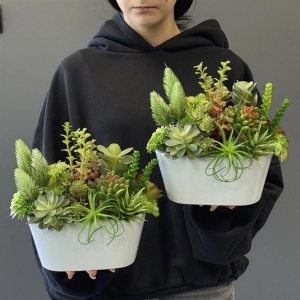 Sukulenty kaktusy donica Prija biała nowa