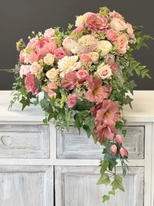 Kwiatowe serce kompozycja funeralna wiązanka nagrobna stroik na grób Verbena wz.4