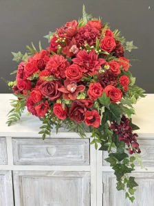 Kwiatowe serce kompozycja funeralna wiązanka nagrobna stroik na grób Verbena wz.5