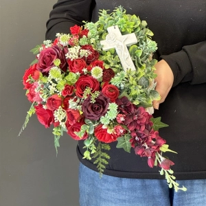 Kwiatowe serce kompozycja funeralna nagrobna stroik na grób Fragile wz.4