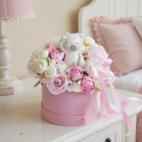 Flowerbox pastelowy baby girl pink