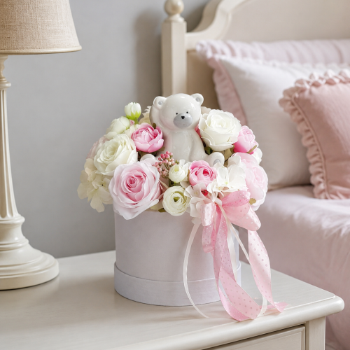 Flowerbox pastelowy baby girl pink L